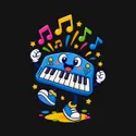 Koszulka z keyboardem dla dziewczynki czarna tańczący bajkowy keyboard, zdjęcie 2
