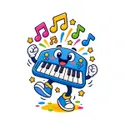 Koszulka z keyboardem dla chłopca biała tańczący bajkowy keyboard, zdjęcie 2