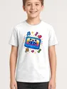 Koszulka z pixelową kasetą dla chłopca biała retro gry, zdjęcie 1