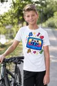 Koszulka z pixelową kasetą dla chłopca biała retro gry, zdjęcie 5