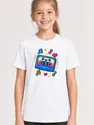 Koszulka z pixelową kasetą dla dziewczynki biała retro gry, zdjęcie 1