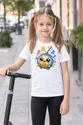 Koszulka z radiem dla dziewczynki biała słodki kawaii, zdjęcie 3