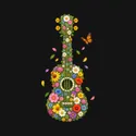Koszulka z kwiatowym ukulele dla dziewczynki czarna zbudowane z kwiatów, zdjęcie 2