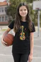 Koszulka z kwiatowym ukulele dla dziewczynki czarna zbudowane z kwiatów, zdjęcie 7