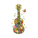 Koszulka z kwiatowym ukulele dla dziewczynki biała zbudowane z kwiatów, zdjęcie 2