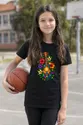 Koszulka z kolorowym ukulele dla dziewczynki czarna witrażowe kolory, zdjęcie 6