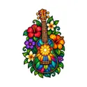 Koszulka z kolorowym ukulele dla chłopca biała witrażowe kolory, zdjęcie 2