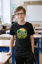 Koszulka z lornetką dla chłopca czarna papierowa wycinanka 3D, zdjęcie 3