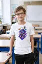 Koszulka z wiolonczelą kosmiczną dla chłopca biała wśród gwiazd i planet, zdjęcie 8