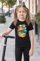 Koszulka z plażą dla dziewczynki czarna papierowa wycinanka, zdjęcie 3