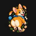 Koszulka dziecięca z corgi dla dziewczynki czarna wesoła bajkowa scena, zdjęcie 2