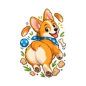 Koszulka dziecięca z corgi dla chłopca biała wesoła bajkowa scena, zdjęcie 2