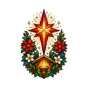 Koszulka z gwiazdą betlejemską dla dziewczynki biała witraż złote iskry, zdjęcie 2
