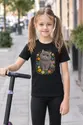 Koszulka z kotem brytyjskim dla dziewczynki czarna styl haftu, zdjęcie 6