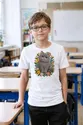 Koszulka z kotem brytyjskim dla chłopca biała styl haftu, zdjęcie 8
