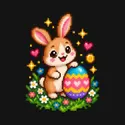 Koszulka z pixelowym królikiem dla chłopca czarna pixel art, zdjęcie 2