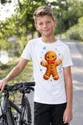 Koszulka z ludzikiem piernikowym dla chłopca biała z kolorowych kropek, zdjęcie 5