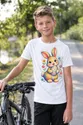 Koszulka z kropkowanym królikiem dla chłopca biała z kolorowych kropek, zdjęcie 6