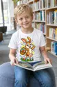 Koszulka z zajączkiem komiksowym dla chłopca biała styl komiksowy, zdjęcie 8