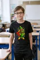 Koszulka z cukinią dla chłopca czarna komiksowy superbohater, zdjęcie 7
