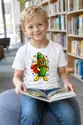Koszulka z cukinią dla chłopca biała komiksowy superbohater, zdjęcie 5