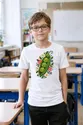 Koszulka z fasolką haftowaną dla chłopca biała efekt haftu, zdjęcie 6