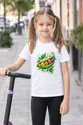 Koszulka z groszkiem dla dziewczynki biała z kolorowych kropek, zdjęcie 4