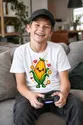 Koszulka z kukurydzą pixel art dla chłopca biała w stylu gry, zdjęcie 3