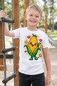 Koszulka z kukurydzą pixel art dla chłopca biała w stylu gry, zdjęcie 4