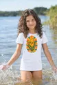 Koszulka z kukurydzą retro dla dziewczynki biała w ciepłych barwach lat 70, zdjęcie 7