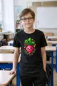 Koszulka z rzodkiewką geometryczną dla chłopca czarna dla dzieci, zdjęcie 6