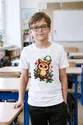 Koszulka z puchaczem pixel art dla chłopca biała cyfrowy styl, zdjęcie 4