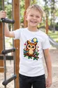 Koszulka z puchaczem pixel art dla chłopca biała cyfrowy styl, zdjęcie 5