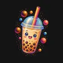Koszulka z bubble tea z kropek dla dziewczynki czarna z kolorowych kropek, zdjęcie 2