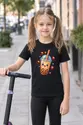 Koszulka z bubble tea z kropek dla dziewczynki czarna z kolorowych kropek, zdjęcie 3