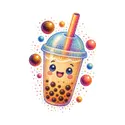 Koszulka z bubble tea z kropek dla dziewczynki biała z kolorowych kropek, zdjęcie 2