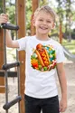 Koszulka z hot dogiem odznaka dla chłopca biała okrągła scena, zdjęcie 3
