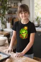 Koszulka z sałatą dla dziewczynki czarna słodki kawaii z pomidorkami, zdjęcie 3