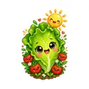 Koszulka z sałatą dla dziewczynki biała słodki kawaii z pomidorkami, zdjęcie 2