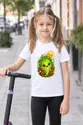 Koszulka z sałatą dla dziewczynki biała słodki kawaii z pomidorkami, zdjęcie 3