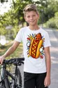 Koszulka z hot dogiem dla chłopca biała komiksowe kontury, zdjęcie 5