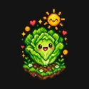Koszulka z sałatą dla dziecka dla chłopca czarna pixel art z grządką, zdjęcie 2