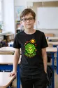Koszulka z sałatą dla dziecka dla chłopca czarna pixel art z grządką, zdjęcie 5