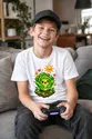 Koszulka z sałatą dla dziecka dla chłopca biała pixel art z grządką, zdjęcie 3
