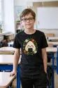 Koszulka z onigiri haftowana dla chłopca czarna efekt haftu, zdjęcie 4