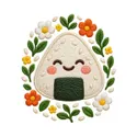 Koszulka z onigiri haftowana dla dziewczynki biała efekt haftu, zdjęcie 2