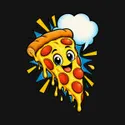 Koszulka z kawałkiem pizzy dla chłopca czarna komiksowe linie ruchu, zdjęcie 2