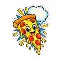 Koszulka z kawałkiem pizzy dla chłopca biała komiksowe linie ruchu, zdjęcie 2