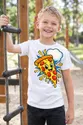 Koszulka z kawałkiem pizzy dla chłopca biała komiksowe linie ruchu, zdjęcie 3