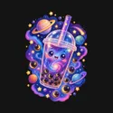 Koszulka z bubble tea kosmiczna dla dziewczynki czarna kosmiczny motyw, zdjęcie 2